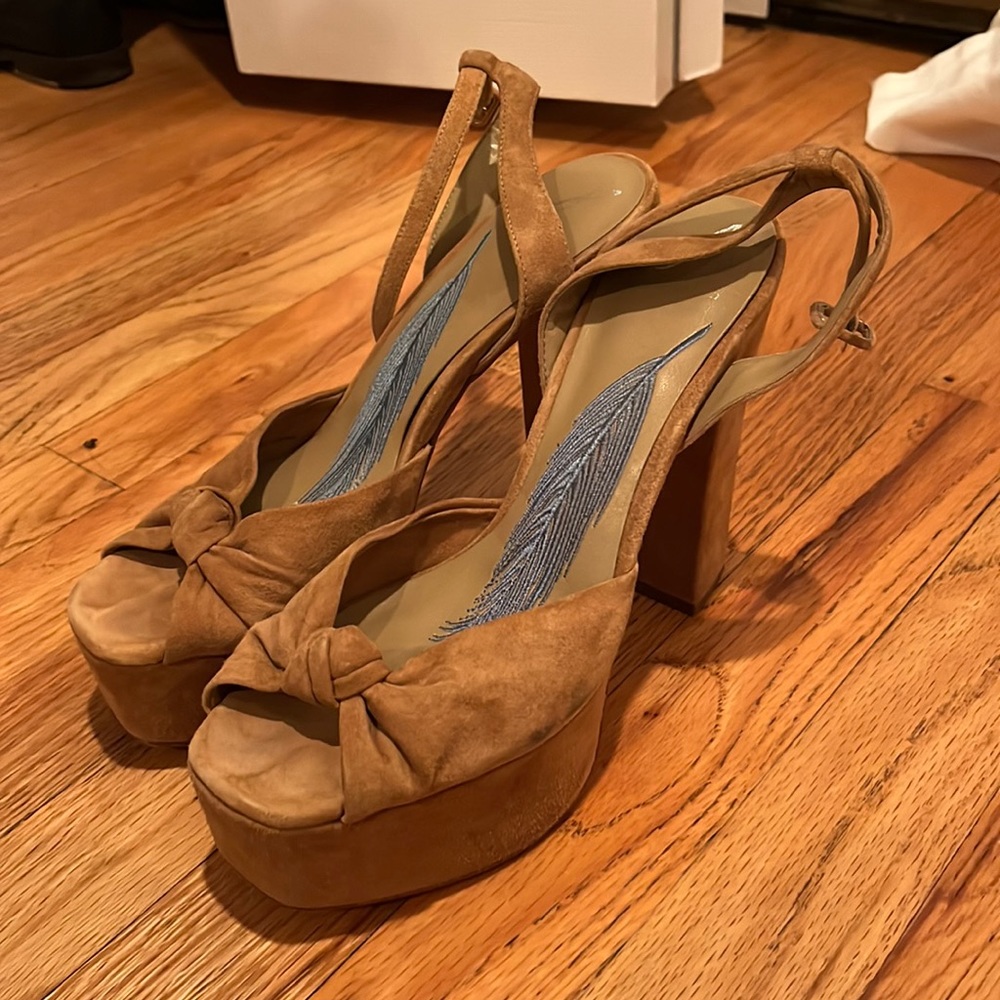 Brian Artwood Tan Suede Heels